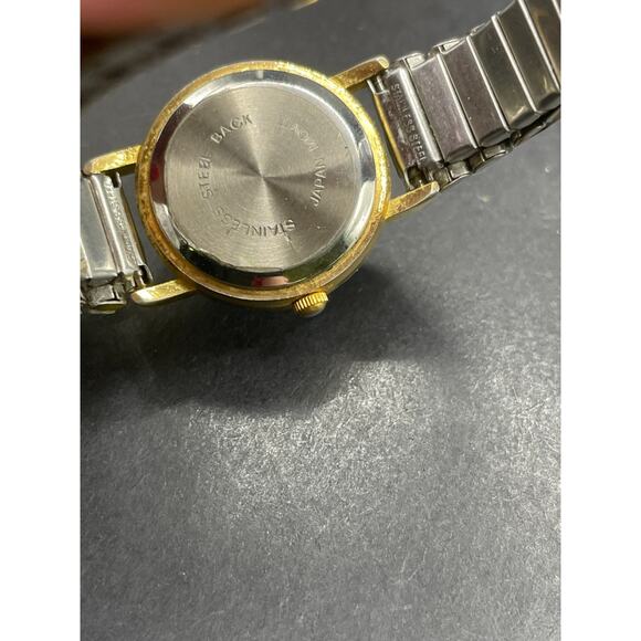 Vintage Badavici Abalone Shell Gold Tone Quartz Women\'s Watch Stretch Band